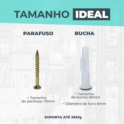 Sfor - Bucha MU 6 com Parafuso Chipboard Phillips 4,0X45 - Kit com 200 Peças (100 Buchas + 100 Paraf