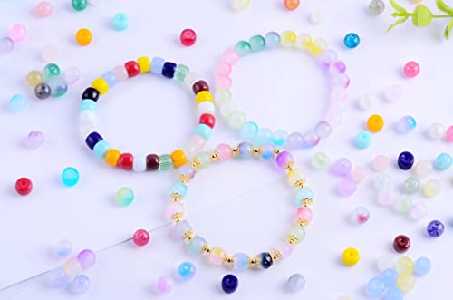 Eswala Glass Crystal Beads Kit For Bracelet Jewelry Making 480Pcs 8Mm 12Colors Loose Round Bead With Accessories, Healing Chakra Box Diy Beading Necklace Suitable For Beginners (Glass Beads Kit Jade) #TOP5