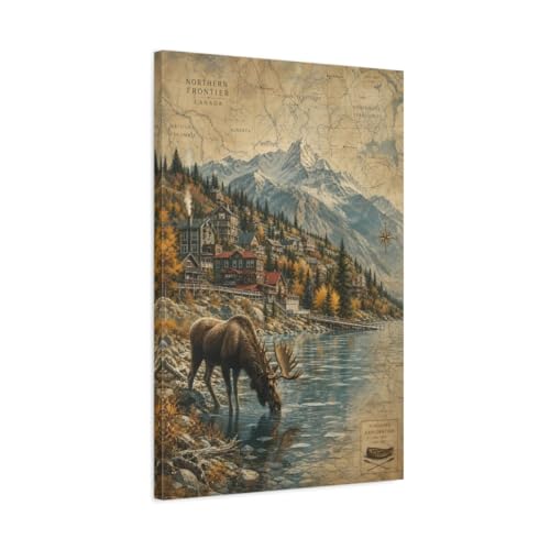 Tableau élan nature vintage toile imprimée salon 50x75 cm