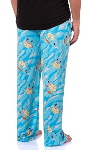 Mad Engine Pokemon Men's Squirtle #007 Water All Over Print Adult Pajama Pants Sleep Lounge Bottoms4