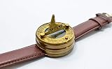 Ganga Nautical Steampunk mosiężny kompas i zegarek słoneczny ze skórzanym paskiem tarcza przeciwsłoneczna
