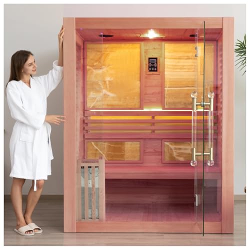 amocane Cedar Steam Sauna Room, 1-2 Person Indoor Wood Home 