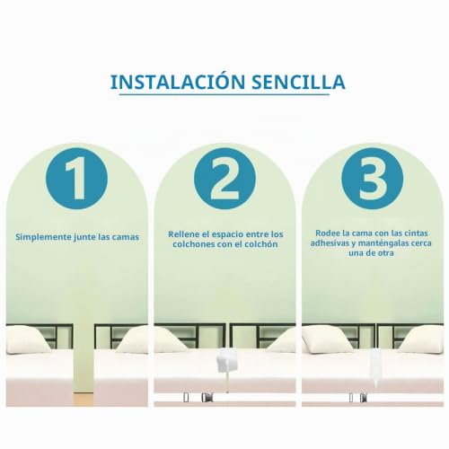 Miniatura 6 de Newfun Cuña Unir Colchones, Relleno De Huecos Para Colchones Con 10 M Correas Antideslizantes Para Colchones De 190-200 Cm