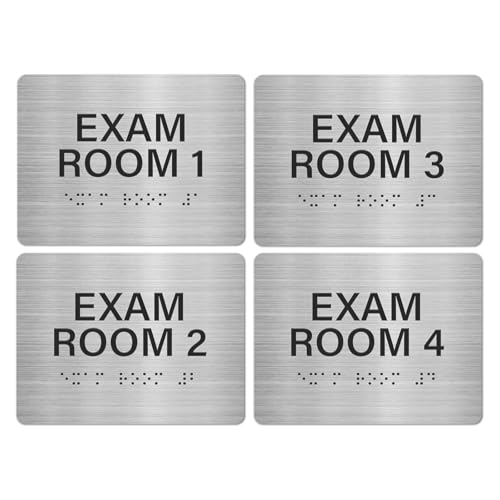 Workplace Accommodations for Deafblind Employees 6 Exam Room Number 1-4 Signs 6" x 8" with Braille and Tactile Identification ADA Compliant Door Sign Plaque for Offices Educational Institution Directional Assistance Test Center