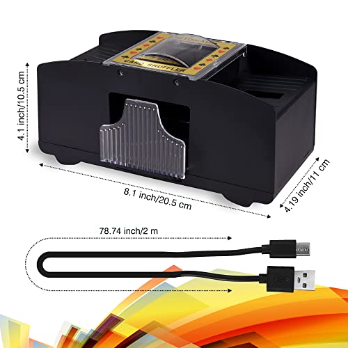Aoper Automatic Card Shuffler - Electronic Casino Poker Card Shuffling Machine - Battery Operated Plastic Cards Mixer - 2 Deck Playing Cards For Home & Party - 2M Usb Line #TOP4