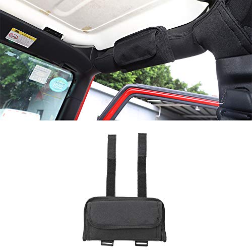 LZTQ Roll Bar Grab Handle Sunglasses Holder Storage Bag for Jeep Wrangler TJ JK Compass Renegade Car Interior Accessories Black