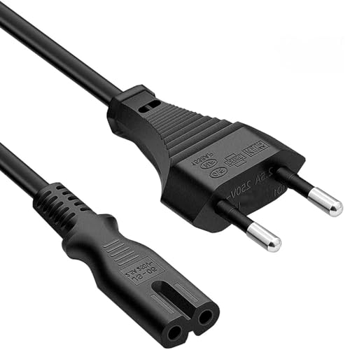 Cable Alimentación C7, Cable de Alimentación Tipo C Euro, cable Forma 8, Compatible con Samsung Toshiba LG Philips Sharp Sony, Playstation Xbox, 1.50 Metro, Negro