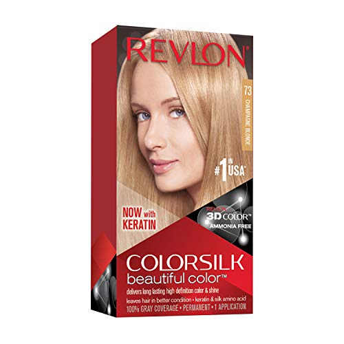Revlon ColorSilk Colorazione Permanente Capelli Fai-da-te a Casa, senza Ammoniaca e Arricchita con Cheratina, 73 - Biondo Champagne - 100 g