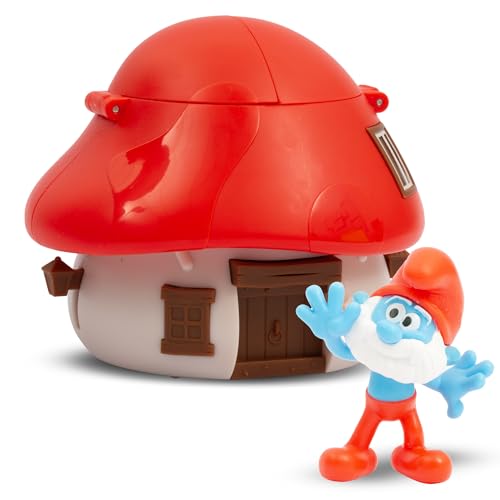 Giochi Preziosi I Puffi – Grande Puffo da 5,5 cm e la Sua Casetta dei Puffi con Tetto Rosso, Meccanismo Ricaricabile ed Effetto Sorpresa, per Bambini A Partire dai 3 Anni