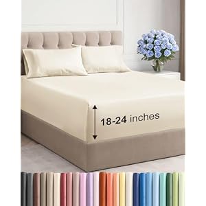 Extra Deep Cal King Sheet Set - 4 Piece Breathable & Cooling - Off White