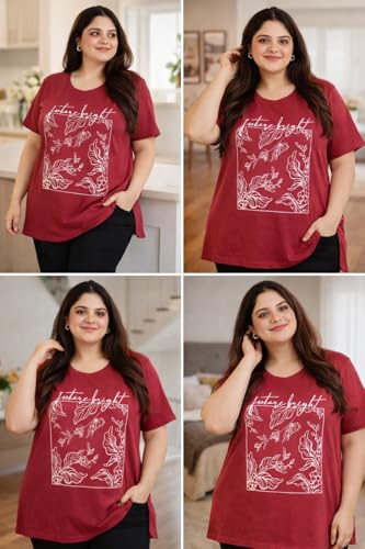 Image of In Love Women's Plus Size Longline T-Shirt with Side Pocket, 3 /4 Sleeve, Crew Neck