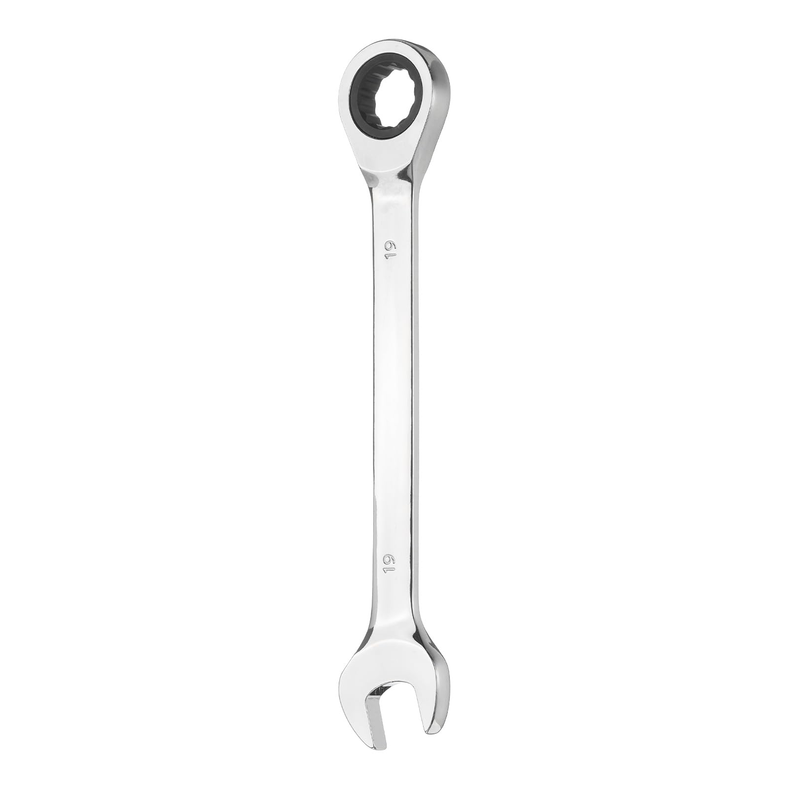 sourcing map Ratcheting Combination Wrench 19mm Metric 12-Point Ratchet Box and Open End CR-V Steel Double Ended Spanner Tool for Automotive Pipe Furniture Machinery DIY Repair, Silver White