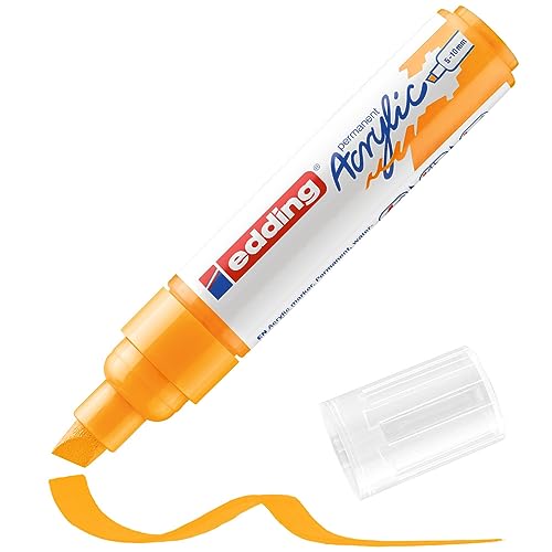 edding 5000 Acrylmarker breit - sonnen-gelb - 1 Acrylstift wasserfest - breite Keilspitze 5-10 mm - Acryl Farben zum Malen auf Leinwand, Malpapier und Holz - Acrylstifte für Steine