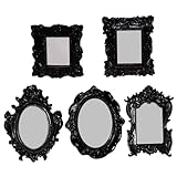 BEAHING 5 uds Marcos Decorativos ovalados Cuadrados rectangulares Negros Vintage gótico Resina hogar Hotel