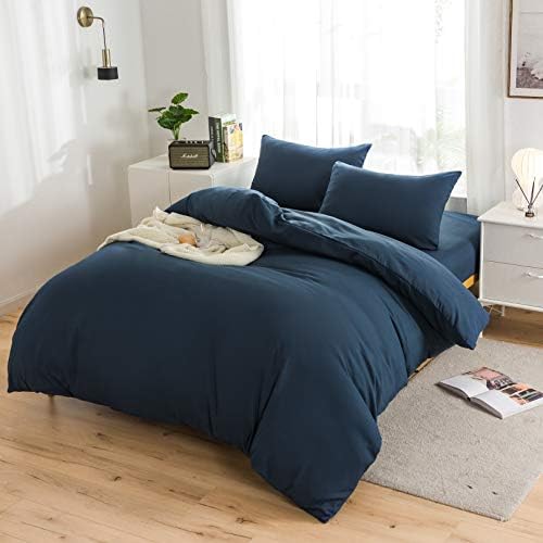 AYSW Bedding Set and Fitted Sheet Double Size 4 Pieces 100GSM Brushed Microfiber Duvet Cover with Pillowcases Luxury with 30cm Deep Pocket Bed Sheet Soft Duvet Cover Fade Resistant Black