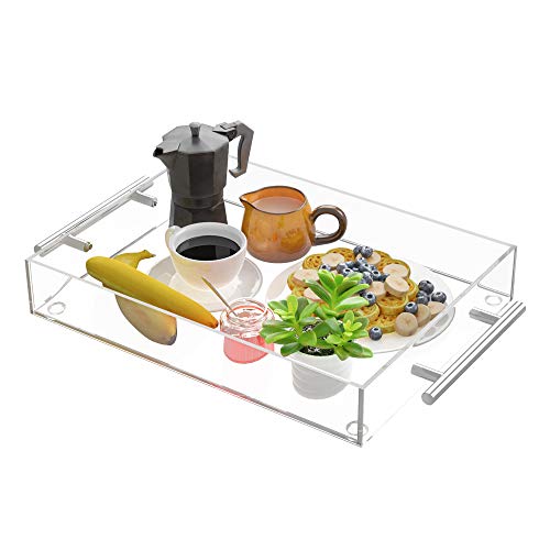 Richboom Clear Serving Tray 12"x16" - Acrylic Decorative Tray with Handles