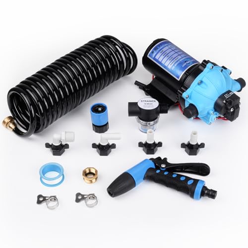 12V Water Pump Kit, 80PSI 7.5GPM Marine Washdown Pump Kit with Pressure Switch, Self-Priming