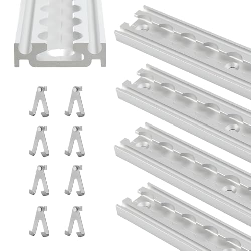 Peviasot 4 binari Airline in alluminio, 1 m, con 8 ganci doppii, accessori per binari aerei argentati, anticorrosione, per rimorchi, camper, auto, camion