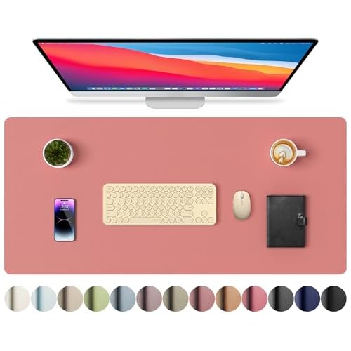 Aothia Large PU Leather Desk Pad Protector – Non-Slip Mouse Pad & Writing Mat for Office/Home, Waterproof, Easy to Clean (36" x 17", Aqua)