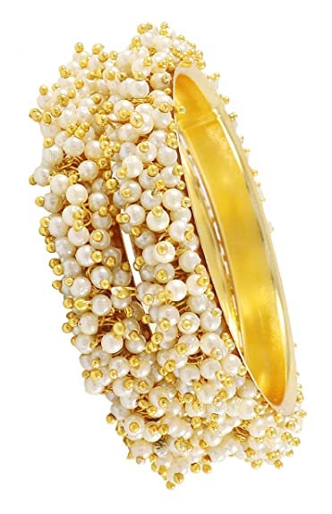 ISHIKA Metal Jewellery Traditional Studded With Pearl Gold Plated Bangle Set For Women and Girls(White_Color_Pack of 2 Bangles)_Size-2.2 (B0BH8RGDDQ) Amazon Price History, Amazon Price Tracker