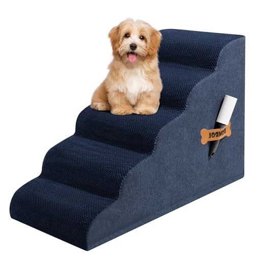 Dog Stairs, Romrol Dog Steps Ramp for High Bed and Couch, Dogs Ramp with Durable Non-Slip Waterproof Fabric Cover, Pet Stairs for Small Dogs and Cats or Pets Joints, 4-TiersNay