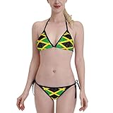 YUXIXI Damen Jamaika Jamaika Flagge Karibik Bikini Badeanzüge Floral Printed Badeanzüge für Frauen 2-teiliger Bikini, Jamaika-Flagge Karibik 1, Einheitsgröße