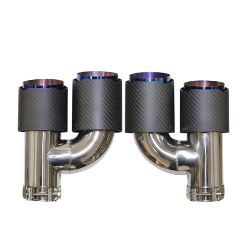 Embout échappement silencieux voiture double sortie universelle bleu 77mm - 3