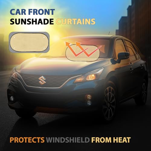 Image of ALLEXTREME Universal Car Curtains Sun Shade Cover Interior Accessories for UV Rays Protection 4 Side & 1 Rear Windows Baby Sunshade Compatible with SUVs and All Cars (Pack of 5, Beige)