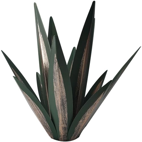 Comebachome Solar Tequila Plant, 13.8inch Metal Agave Plants Outdoor Decor, Metal Plant Yard Art with Solar Ball Lights Rustic Garden Statues Sculpture for Indoor Outdoor Garden Decorations(Green)