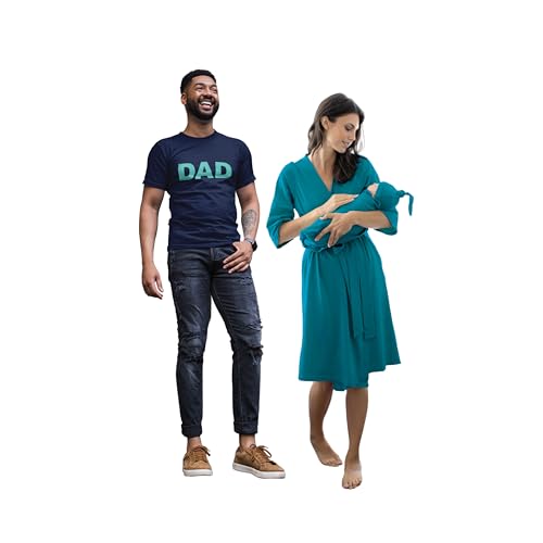 Image of Baby Be Mine Maternity Nursing Delivery Robe & Baby Girl Swaddle Blanket Set with Daddy T-Shirt