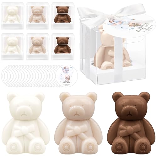 Confezione da 36 saponette a forma di orso per baby shower, mini saponette a forma di orso con biglietti di ringraziamento e scatole, saponi profumati sfusi per decorazione, regalo per ospiti