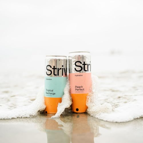 Image of Strive Soda Peach Perfect - Sparkling Hydration Soda with Electrolytes & Organic Honey - Peach & Lemon Naturally Sweetened Drink - No Artificial Sweeteners or Preservatives - 12 Pack Cans