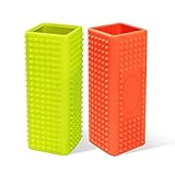 2 PCS Silicone Pet Hair Remover, Reusable Rubber Pet Hair Block Roller Cleaner for Carpet, Couch, Furniture, Car Seats (Orange, Yellow)
