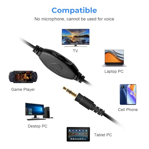 YUEBAITU Long Cord Wired Headphones for tv, Over Ear Headphone tv Watching for Seniors with Extra Long Cord, Universal 3.5mm AUX Audio(19.5FT) by YUEBAITU - Image 6