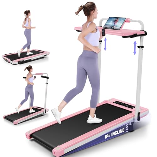 Image of Foldable Treadmill with Incline, Walking Pad Treadmill with Adjustable Height & Removable Desk Workstation, 300 LBS Weight Capacity, Portable Treadmills with Desktop for Home Office