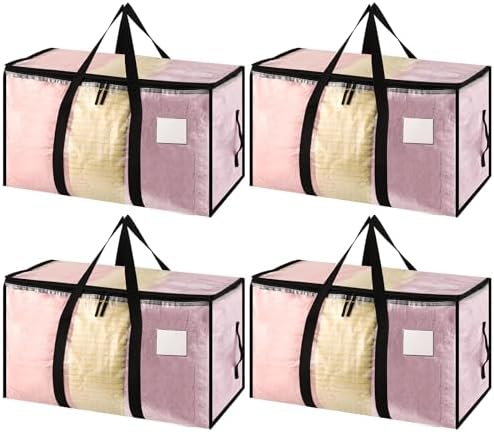 Dntorx 4 Pack 90L Clothes Storage Bags with Lids Clear Moving Bag...