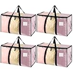 Dntorx 4 Pack 90L Clothes Storage Bags with Lids Clear Moving Bags Heavy Duty Moving Totes for College Dorm Storage, Camping Travel Packing, Home Garage Organization & Seasonal Bedding Storage