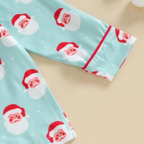 Toddler Girl Boy Christmas Pajamas Santa Claus Button Down 2 Piece Pajama Set Little Kids Christmas Pjs Nightgown4