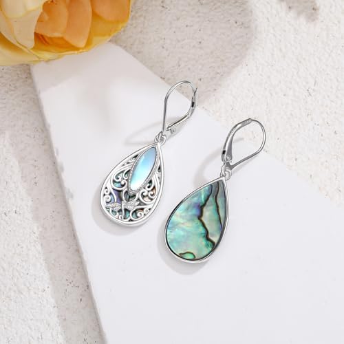 TRISHULA Filigree Leverback Earrings for Women S925 Sterling Silver Moonstone Dove Dragonfly Owl Earrings for Women Animal Jewelry Birthday Gift3