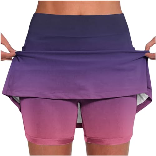 Generic Athletic Shorts for Women with Liner High Waisted Flowy Workout Skirt Shorts Outdoor Running Biker Tennis Yoga Shorts