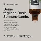 natural elements Vitamin D3 - Laborgeprüfte 5000 I.E. pro Tropfen - 50ml (1700 Tropfen) - In MCT-Öl aus Kokos - Hochdosiert, flüssig