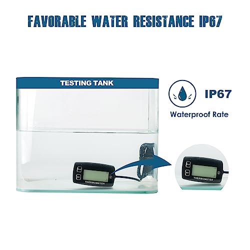 Runleader Digital Lcd Engine Temperature Gauge,Over-Temperature Alert,Green Backlight Display,Battery Replaceable For Generator Motorcycle Dirtbike Atv Outboard Motor Marine Snowmobile #TOP5