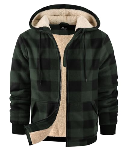 Image of onedog Mens Zip Up Hoodies Fleece Sherpa Lined Sweatshirt Winter Warm Jacket