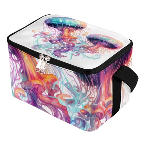 GzLeyigou Lunch Bags for Women Men 9 Cans,Watercolor Jellyfish Hot & Cold Food Delivery Bag Insulated Grocery Bag Insulated Lunch Box Ocean Jellyfish Cooler Bag for Office Work Picnic Beach