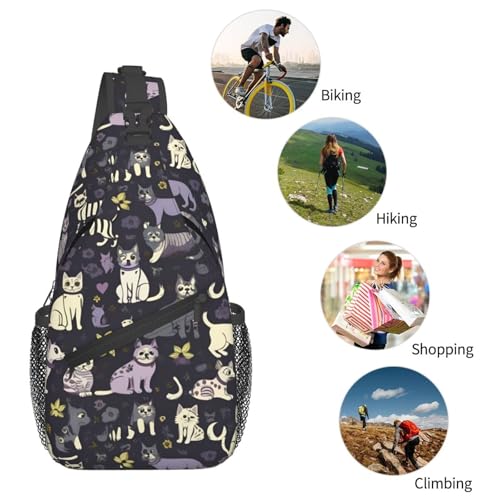 Mochila Urbana Sling Negra con Estampado Spooky miniatura 6