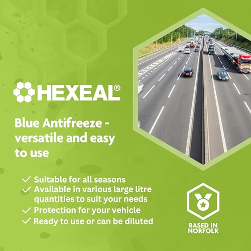 Hexeal Blue Antifreeze 5L – 5L of Ready Mix Long Life Engine Coolant & Antifreeze for Cars & Vans – Summer & Winter – All Year Freeze Protection to -23 Degrees Celsius