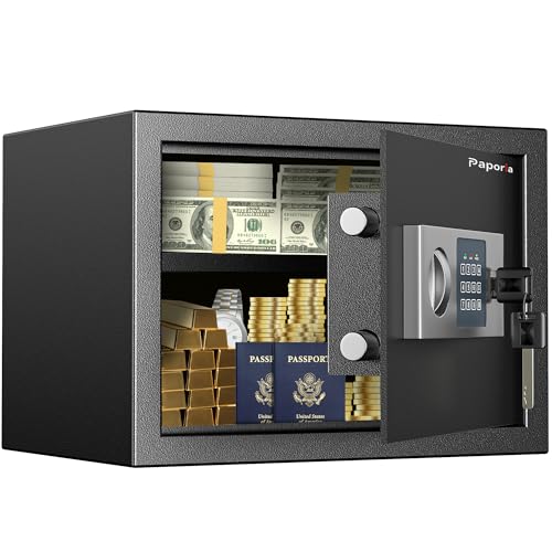 Paporia Digital Depository Safe for Home, Feet Safety Box, Lock Box for Money, Jewelry, Documents and Guns, Digital Security Safe for Office, Hotel and Personal Use by paporia - Used condition - US$35.45