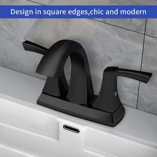 VXV Bathroom Faucet Matte Black, 2 Handles Low Arc Bathroom Sink Faucets, 4 Inch Centerset Bath Lavatory Faucets with Pop-up Drain & Faucet Supply Lines (MB) by VXV - Used condition - Image 6