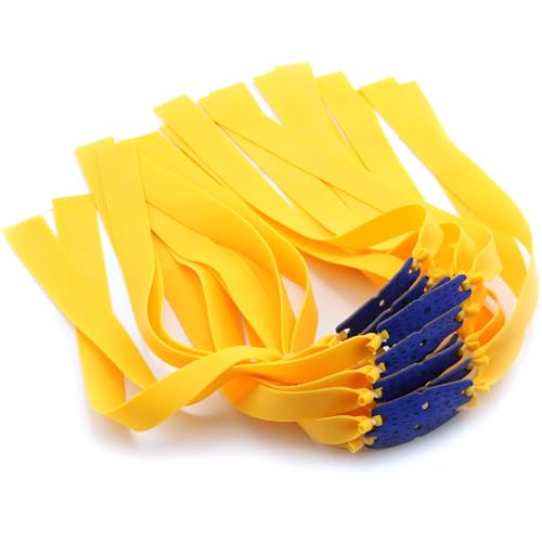 HJTOOK 12pcs Folding Yellow Flat Elastic Band 0.75mm Thickness Replacement Flat Rubber Bands for Slingshot Catapult