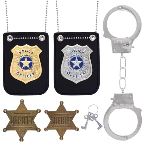 5Pcs Police Costume Accessories for Adults - Police Badge Sheriff